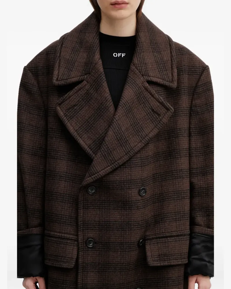 Maison Margiela Doppelreihiger Mantel mit Karo - Braun Braun