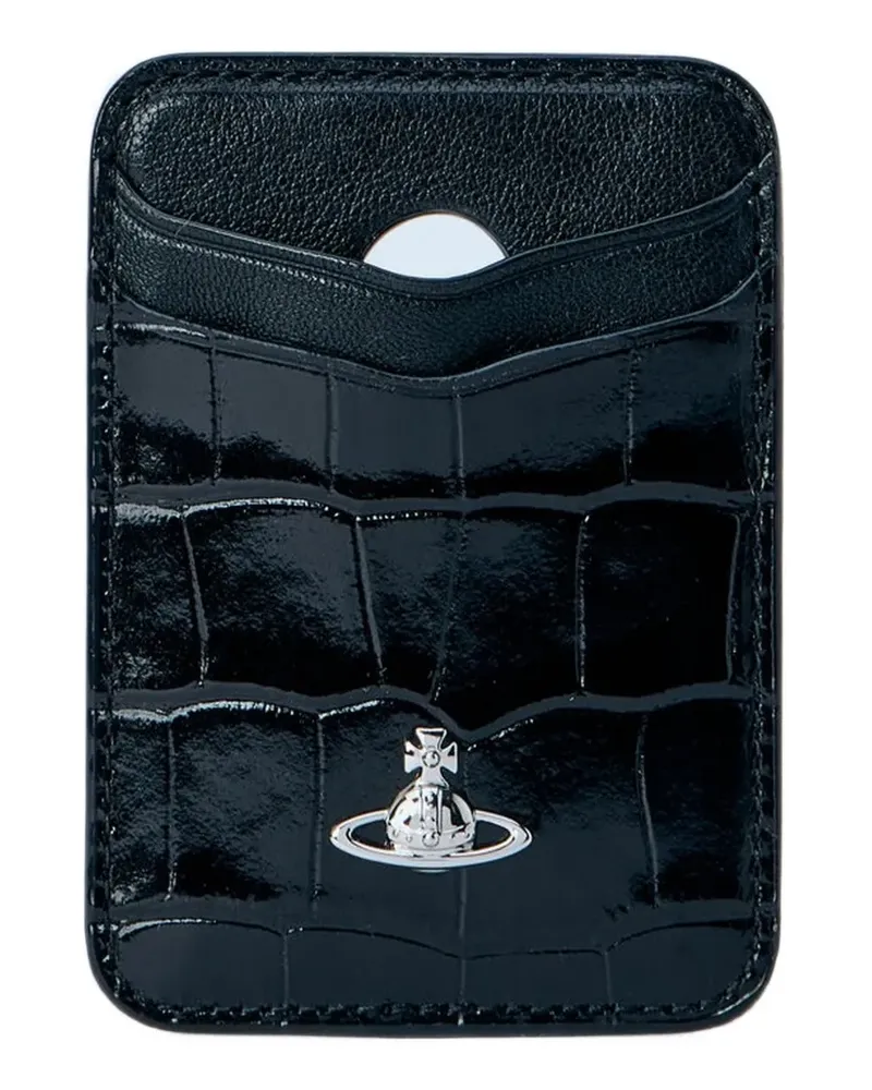 Vivienne Westwood croc-embossed Orb card holder - Schwarz Schwarz