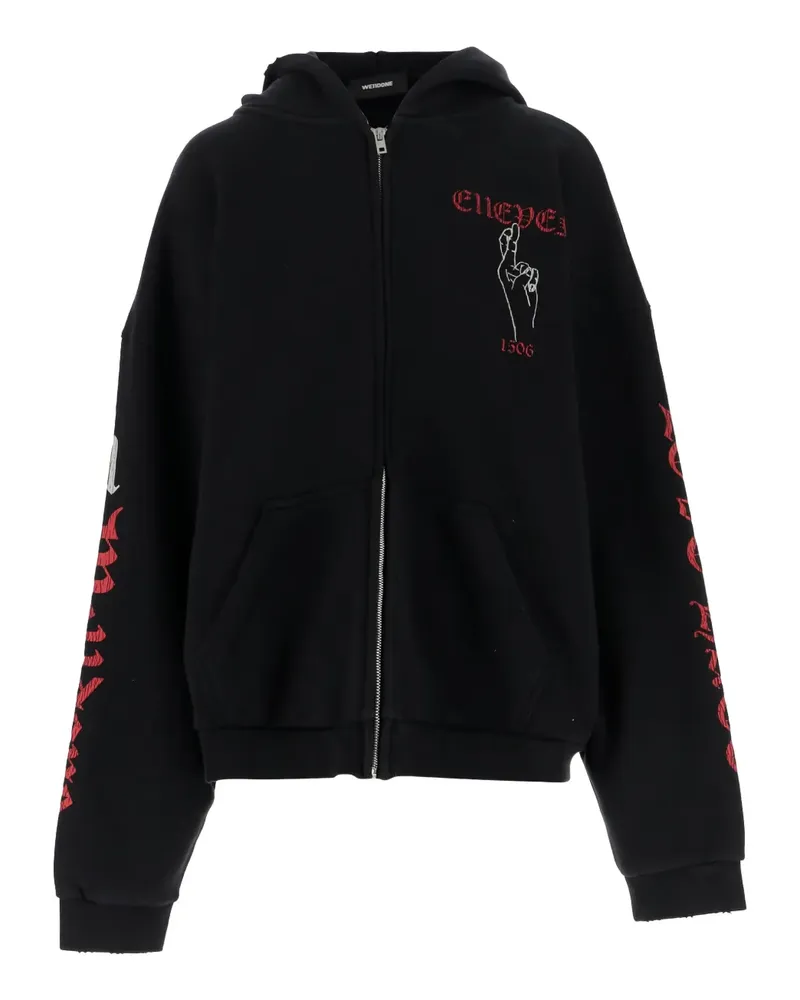 WE 11 DONE Kapuzenjacke mit grafischem Print - Schwarz Schwarz
