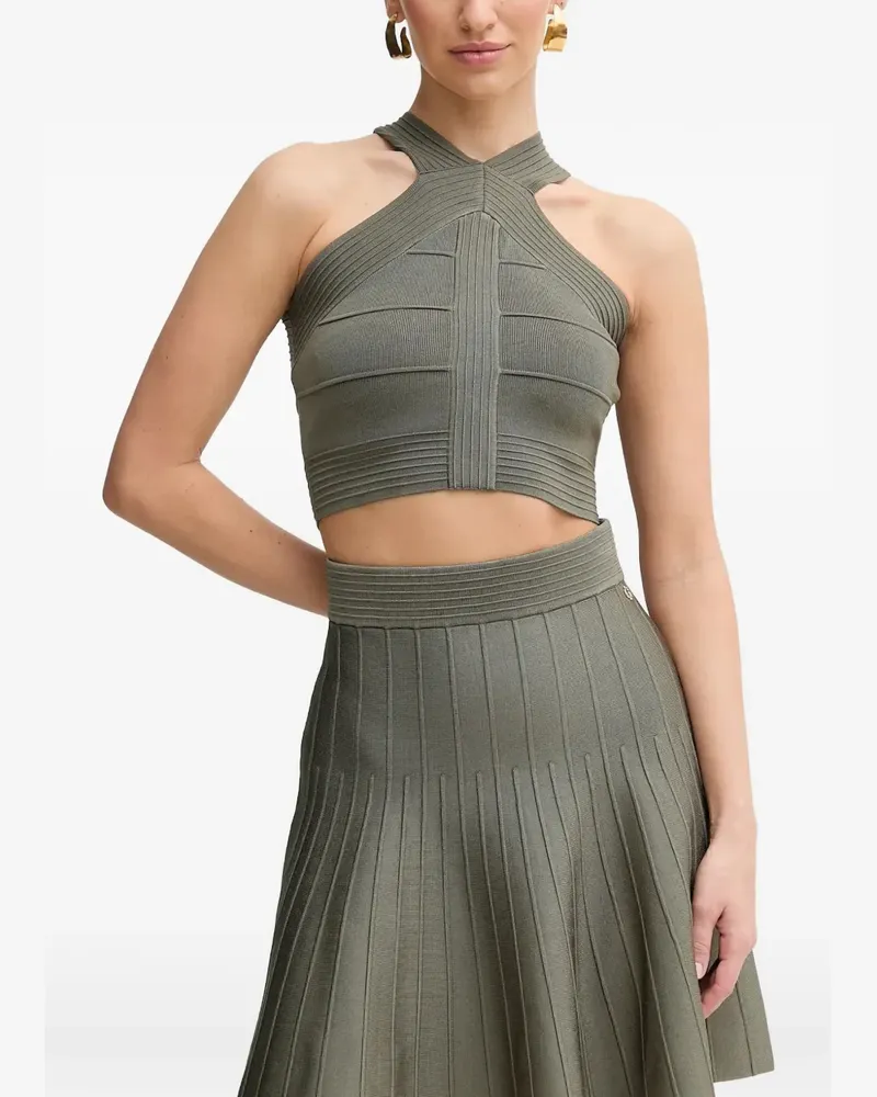 Guess Geripptes Neckholder-Top - Grün Grün