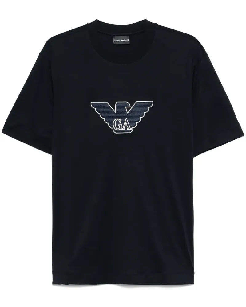 Emporio Armani T-Shirt mit Logo-Patch - Blau Blau