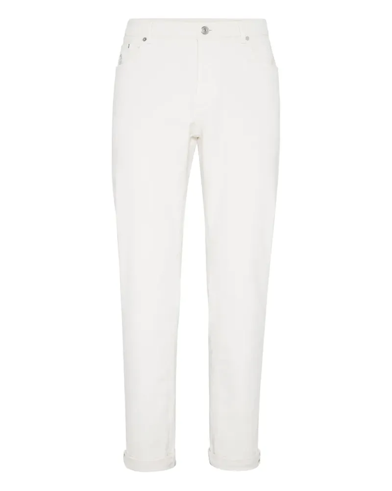 Brunello Cucinelli Jeans mit Logo-Patch - Weiß Weiß