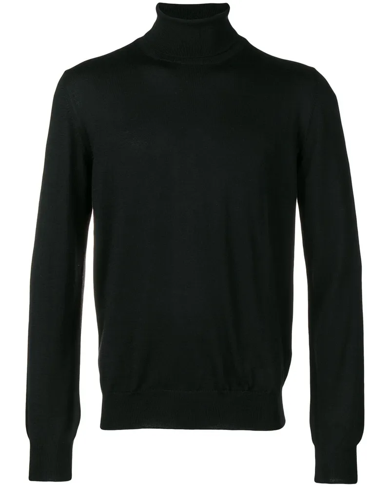 BARBA Klassischer Rollkragenpullover Schwarz