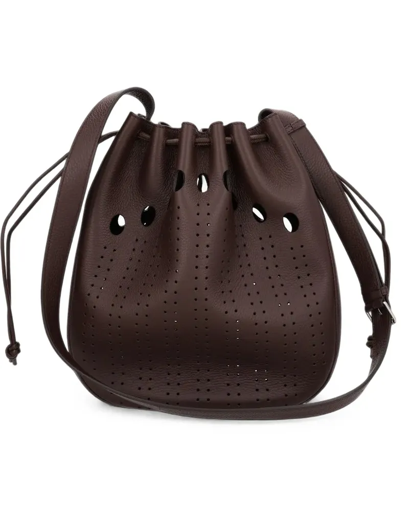 Valentino Garavani perforated leather messenger bag - Braun Braun
