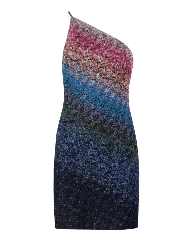 Missoni One-Shoulder-Maxikleid aus Zickzackstrick - Blau Blau