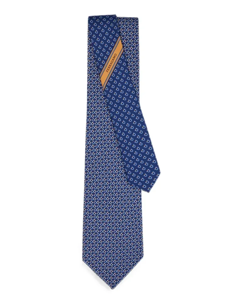 Ferragamo Gancini square-print silk tie - Blau Blau