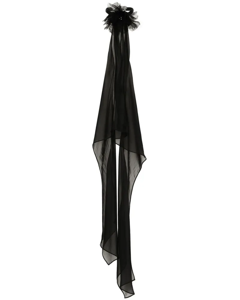 Dolce & Gabbana Seidenschaltop mit Blumenapplikation - Schwarz Schwarz