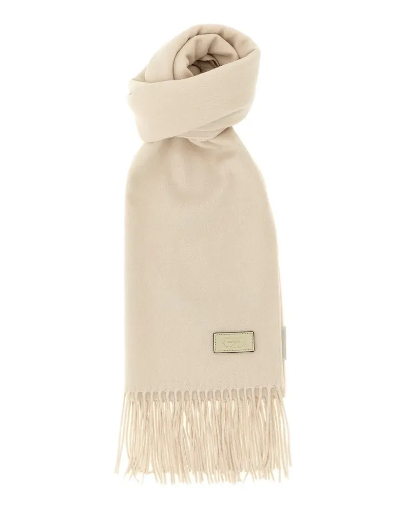 AGNONA logo-patch frayed scarf - Nude Nude