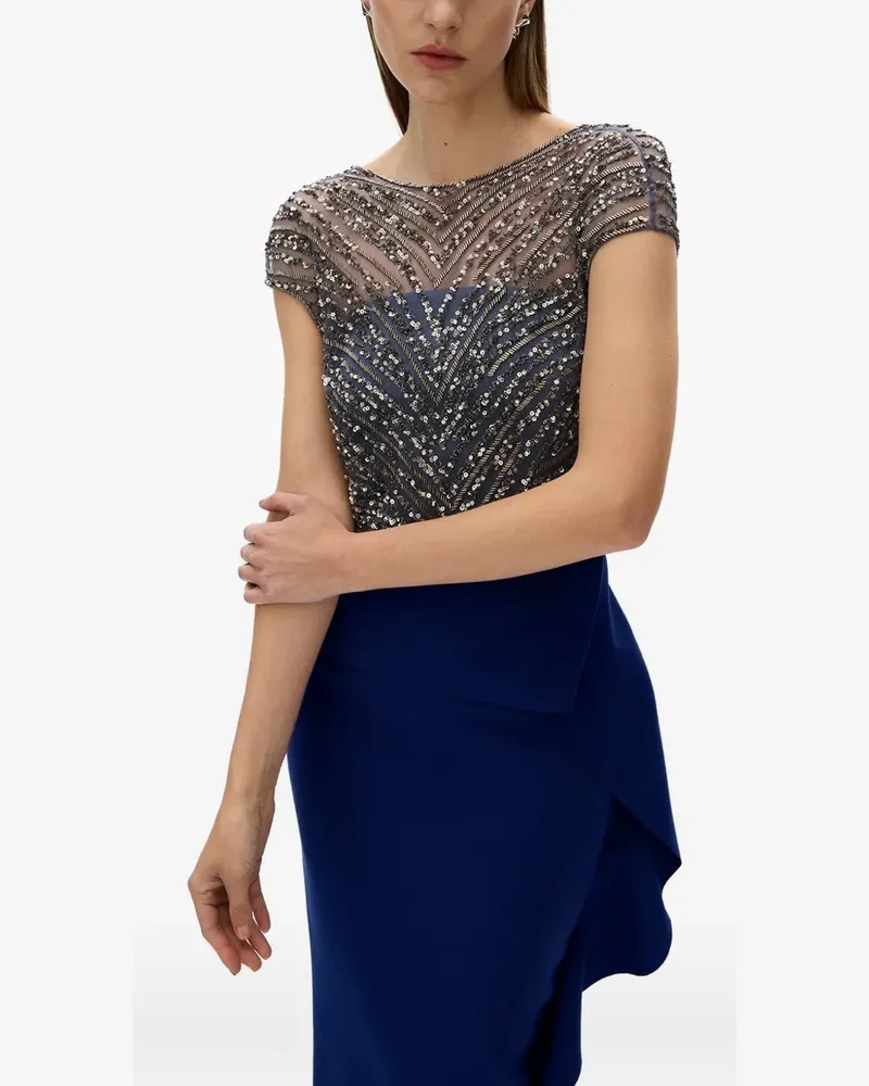 Rachel Gilbert sequin-embellished ruffled maxi dress - Blau Blau