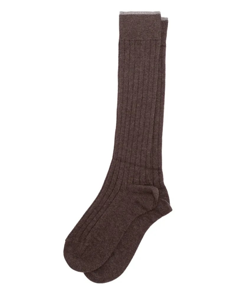 Brunello Cucinelli Gerippte Kniestrümpfe - Braun Braun