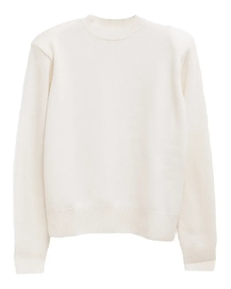 FRANKIE Shop Rafaela wattierter Strickpullover – Elfenbein - Weiß Weiß