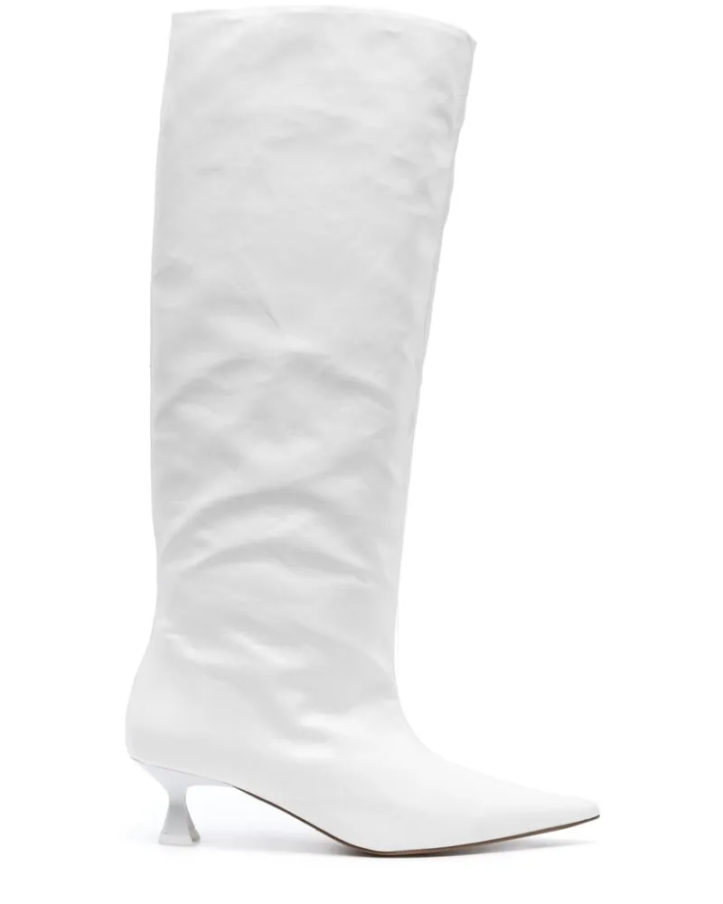 Ganni Kniehohe Stiefel 50mm Weiß