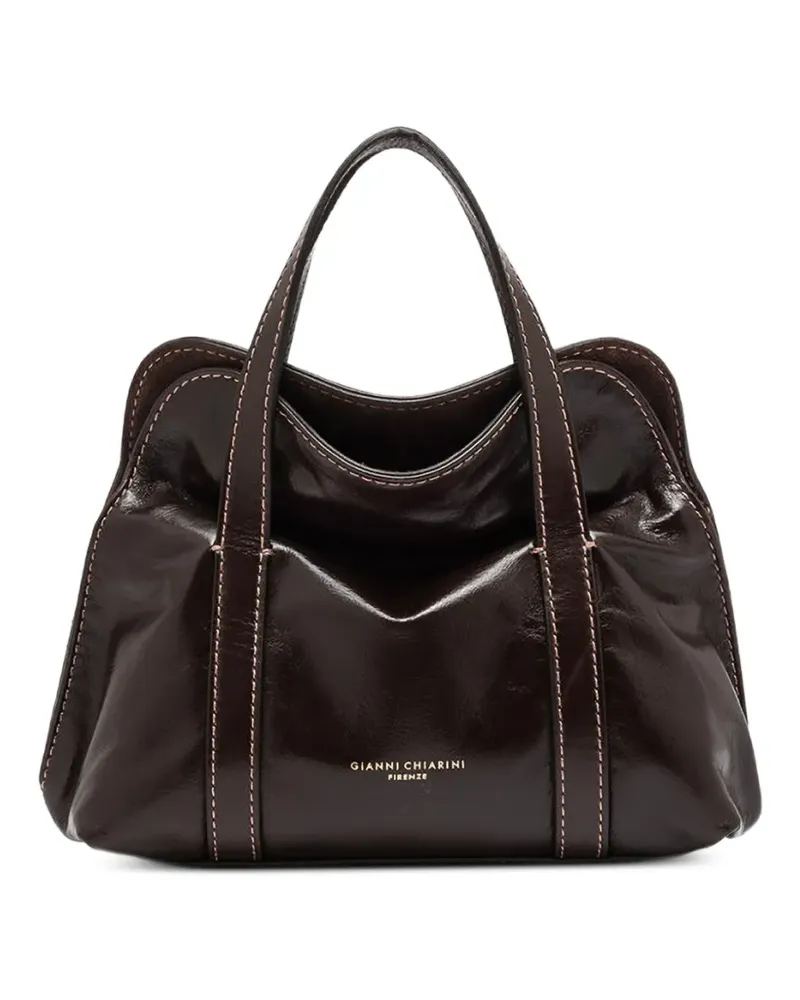 Gianni Chiarini Marghe medium contrast-stitch leather tote bag - Braun Braun