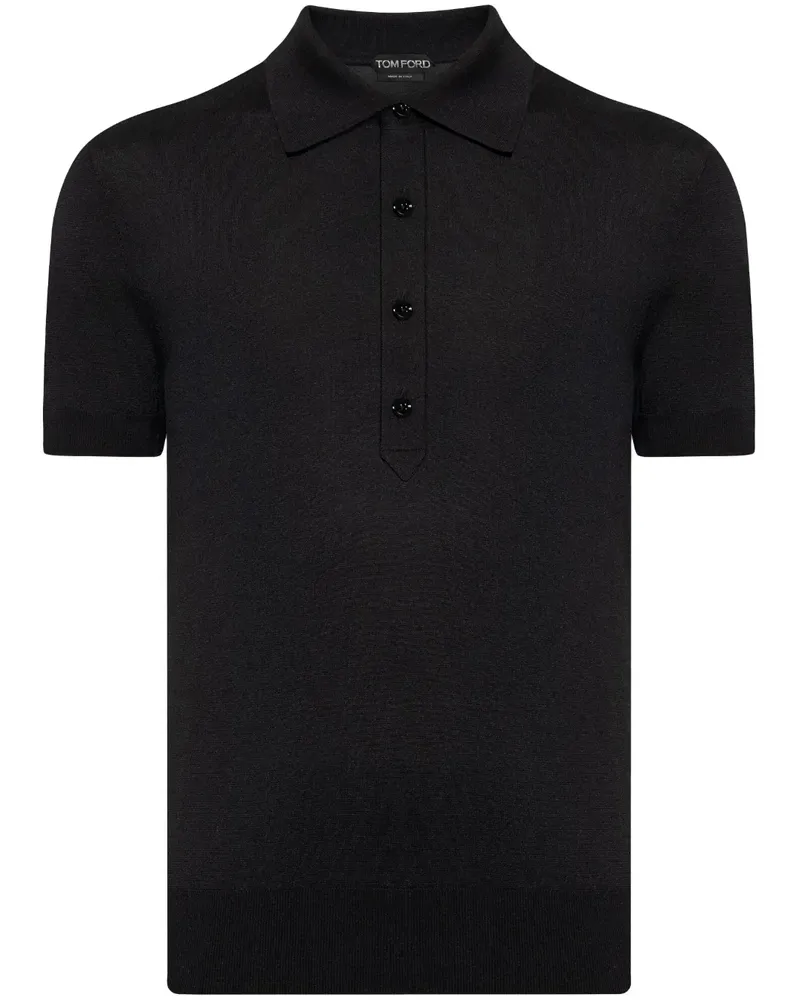 Tom Ford Poloshirt aus Seide - Schwarz Schwarz