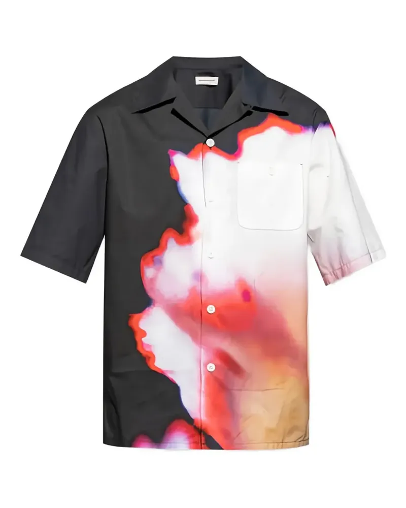 Alexander McQueen Hemd mit Solarised Flower-Print - Schwarz Schwarz