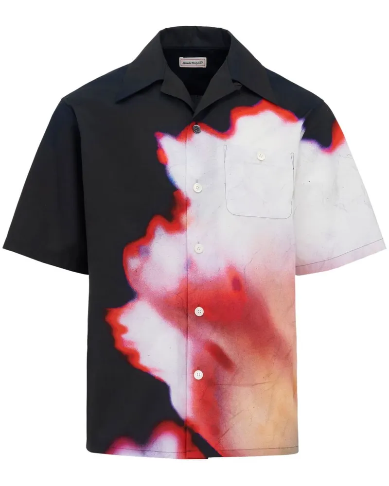 Alexander McQueen Hemd mit Solarised Flower-Print - Schwarz Schwarz