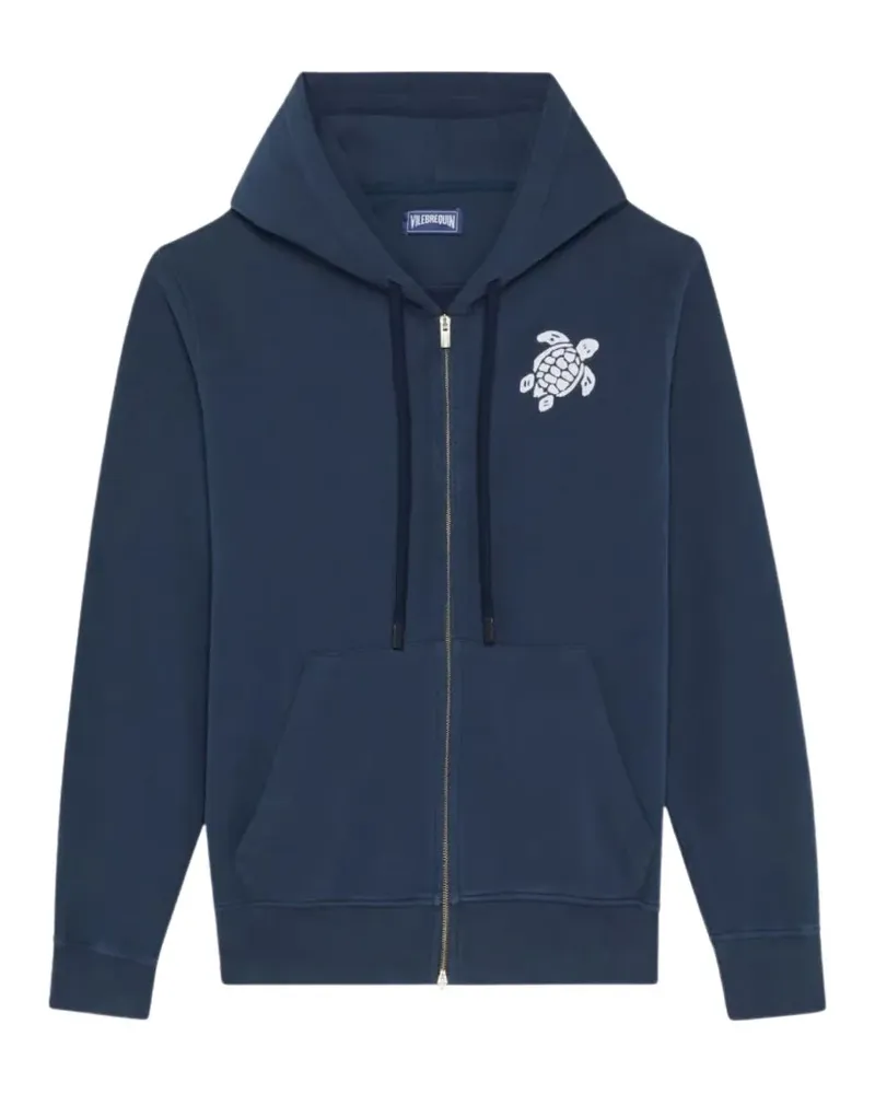 Vilebrequin Big Turtle embroidery zip-up hoodie - Blau Blau