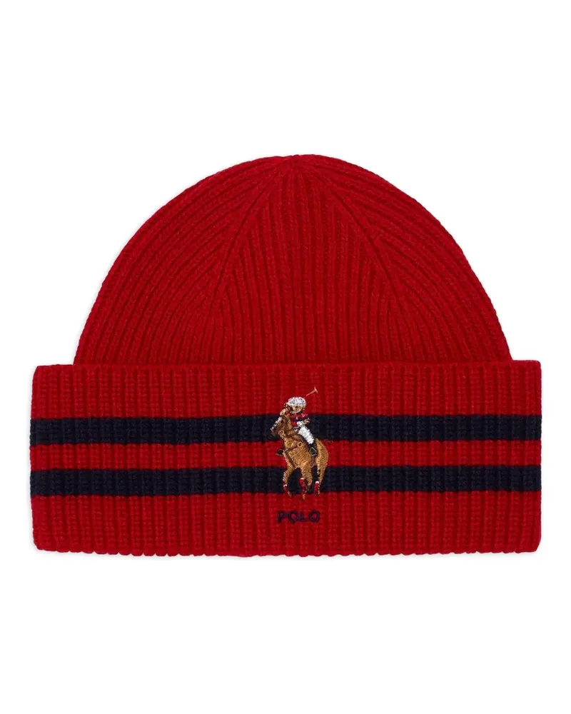 Ralph Lauren Gestreifte Beanie - Rot Rot