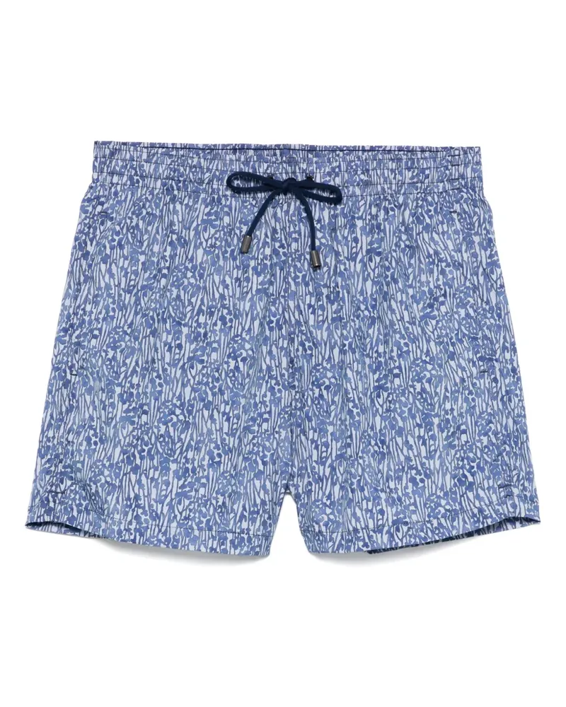 Canali Badeshorts mit Blumen-Print - Blau Blau