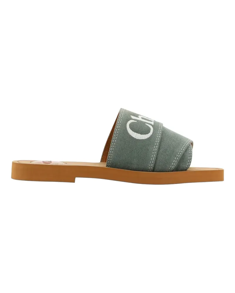 Chloé Woody Sandalen mit Stickerei - Grün Grün