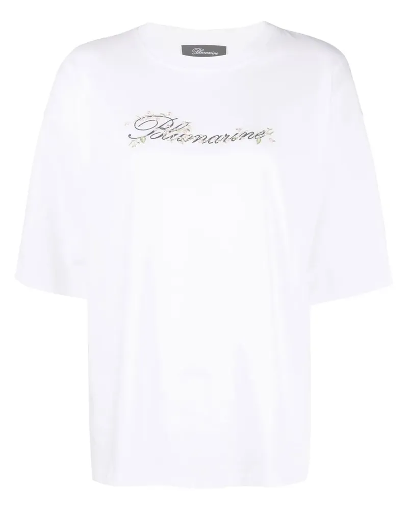 Blumarine T-Shirt mit Logo-Stickerei - Weiß Weiß