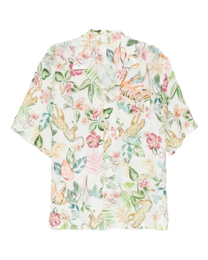 120% Lino floral-print shirt - Nude Nude