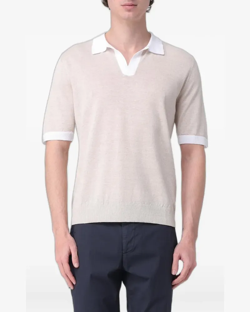 Eleventy contrast-trim polo shirt - Nude Nude