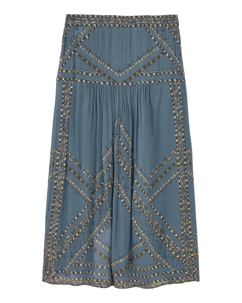 ba&sh Pearl geometric-print pleated midi skirt - Blau Blau