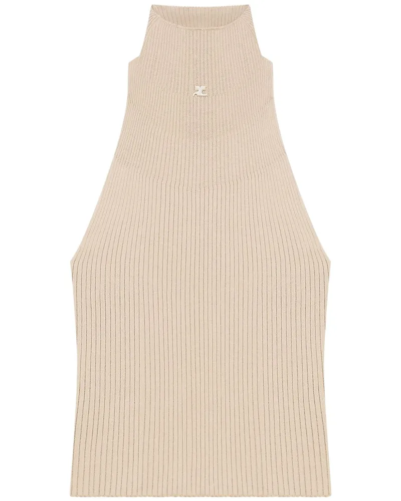 Courrèges Geripptes Tanktop - Nude Nude