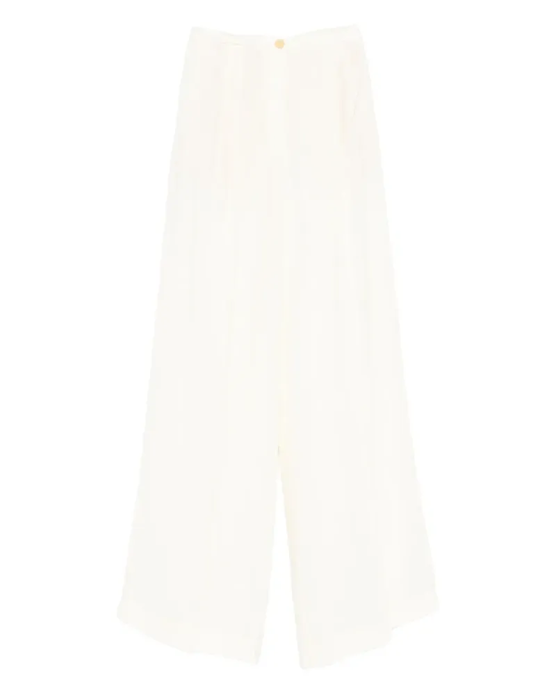 forte_forte Wide-Leg-Hose mit Bundfalten - Nude Nude