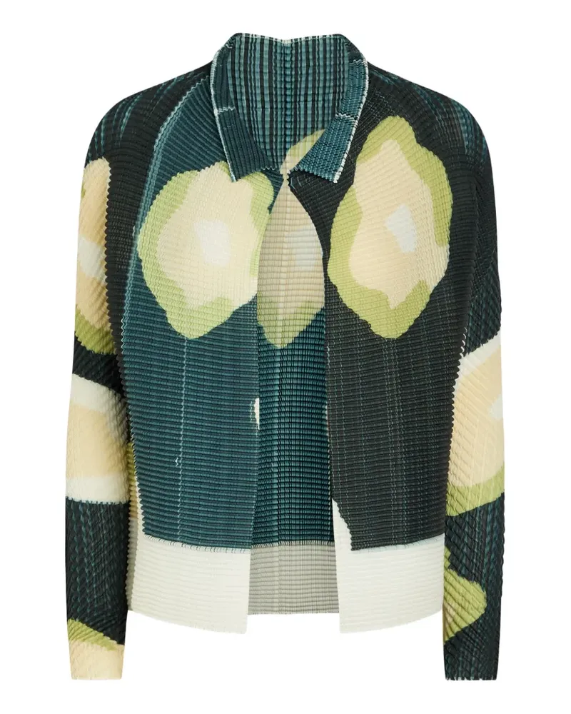 Issey Miyake Verve floral print pleated top - Blau Blau