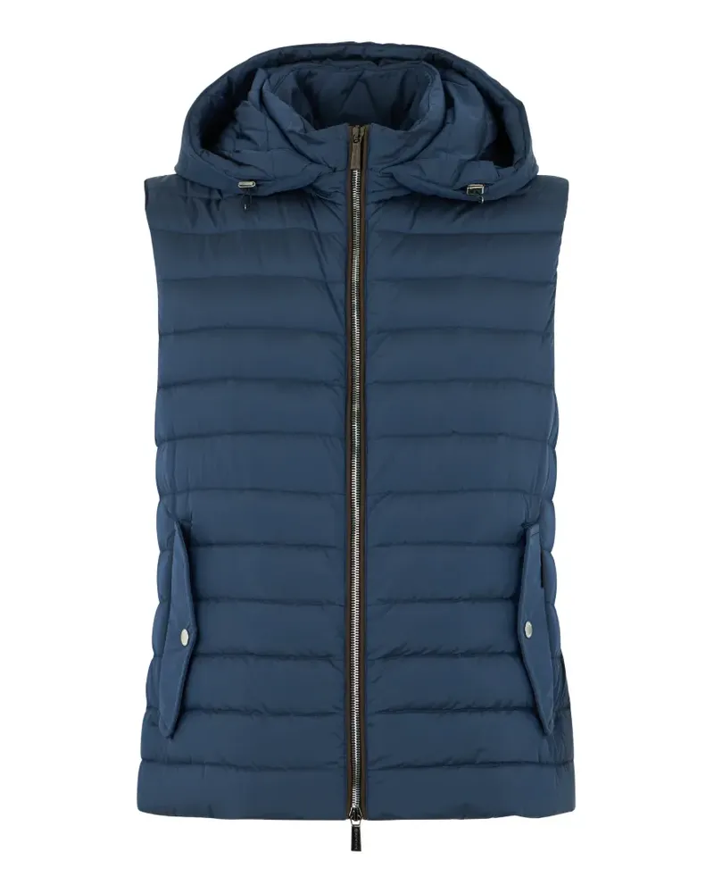 MOORER hooded striped vest - Blau Blau