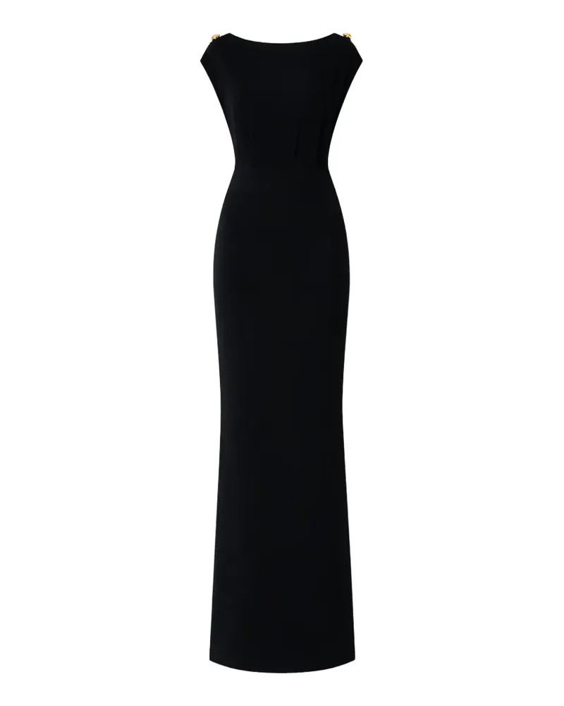 Elisabetta Franchi shoulder-button back-slit maxi dress - Schwarz Schwarz