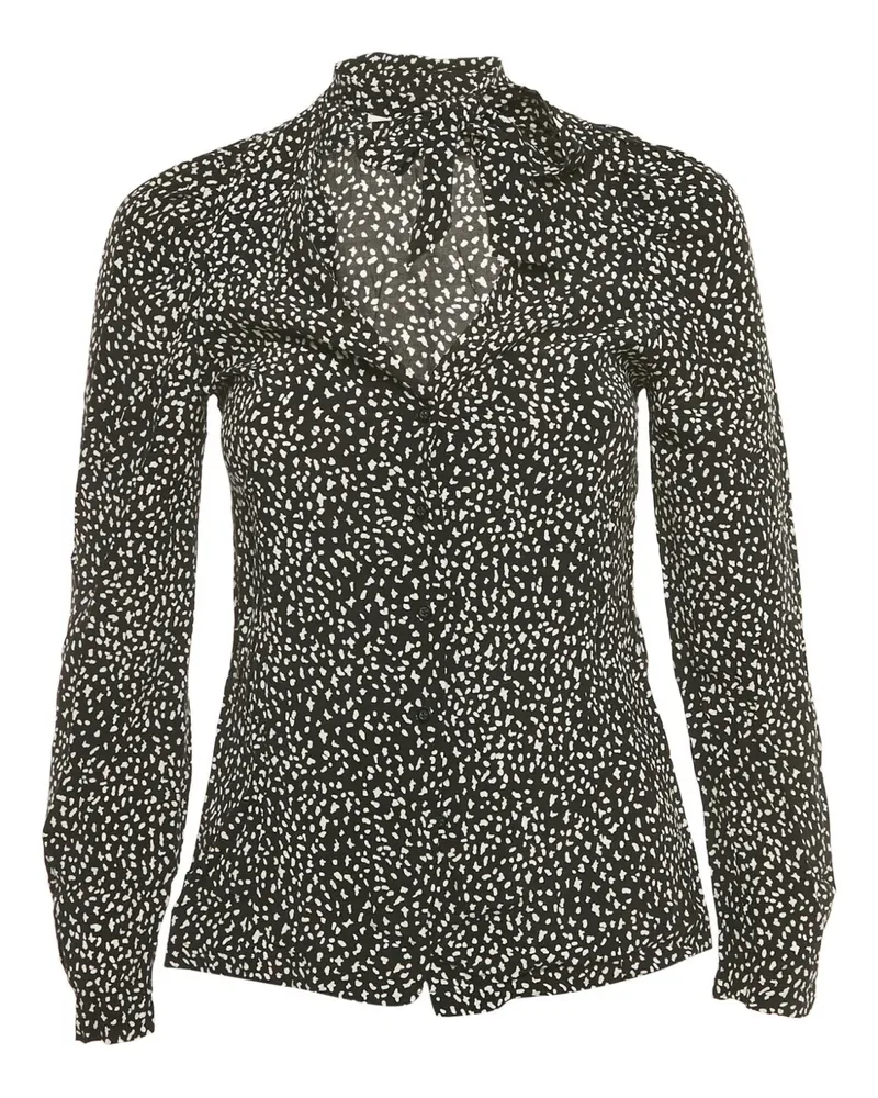 Maje Hemd mit Schleifenkragen-Print - Schwarz Schwarz