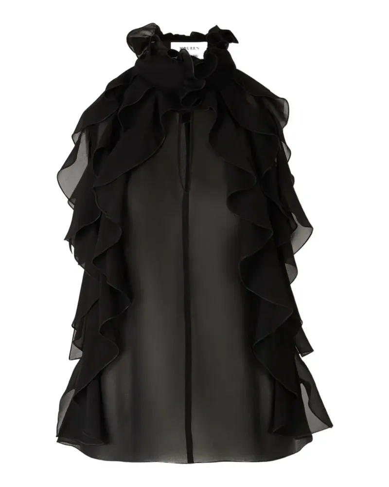 Alexander McQueen ruffled silk top - Schwarz Schwarz