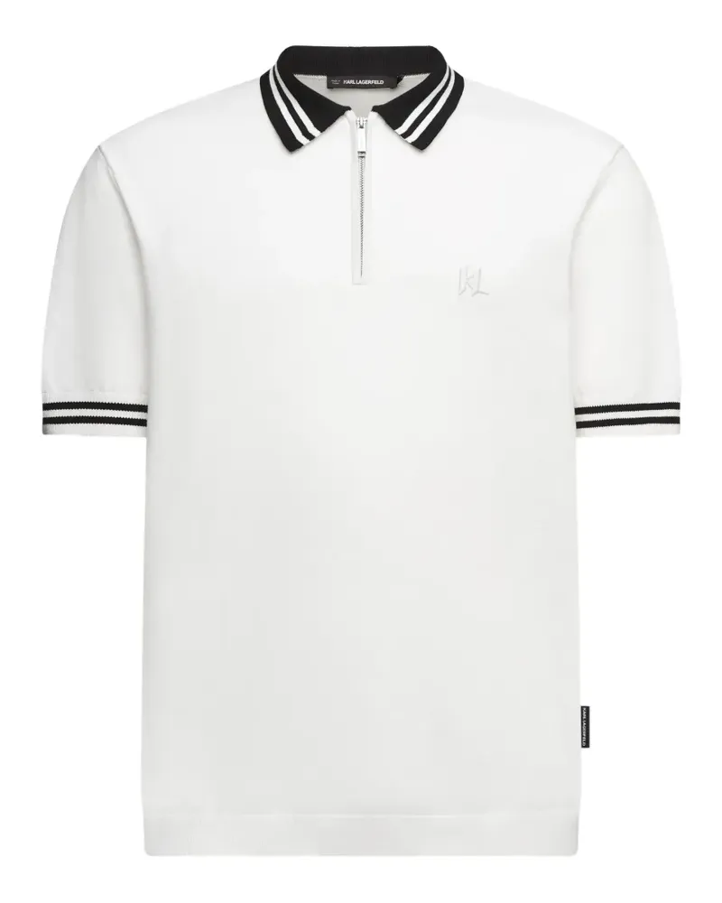 Karl Lagerfeld Gestricktes Karl DNA Poloshirt mit Reißverschluss - Weiß Weiß