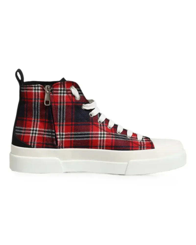 Dolce & Gabbana Karierte High-Top-Sneakers - Rot Rot