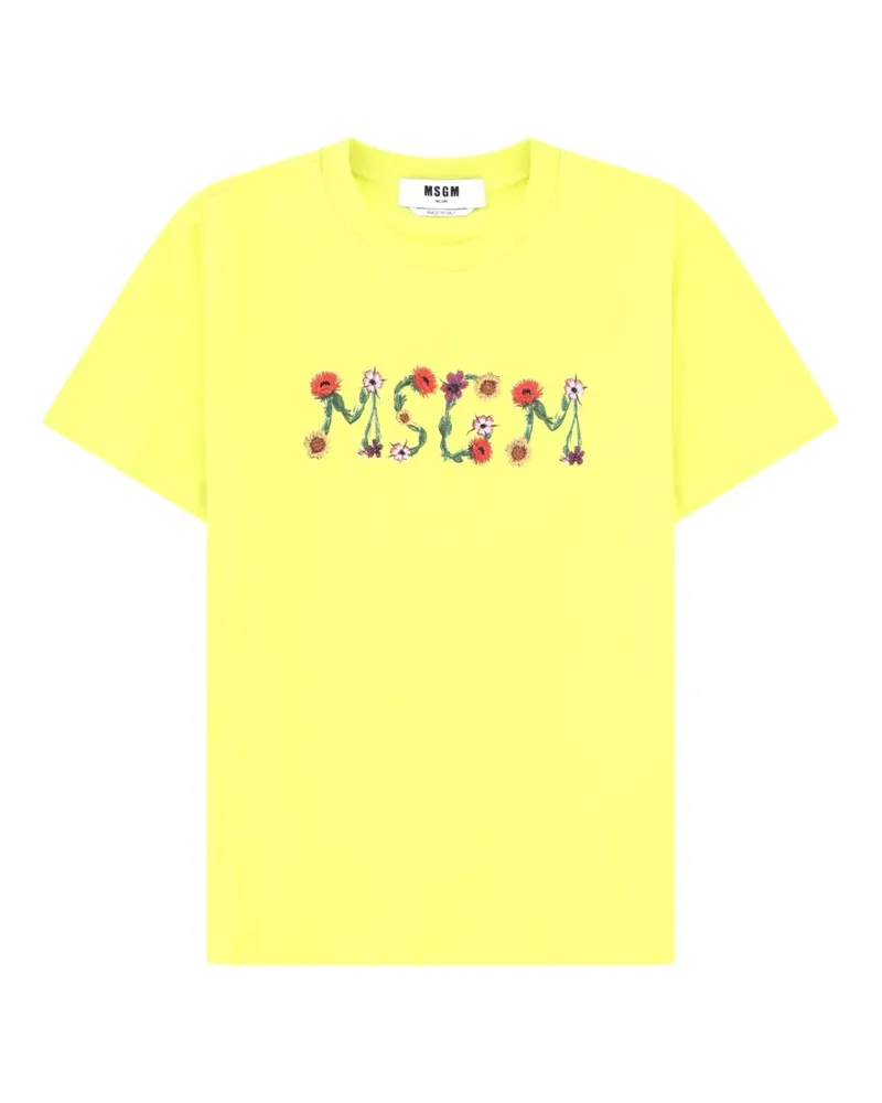 MSGM floral-logo T-shirt - Gelb Gelb
