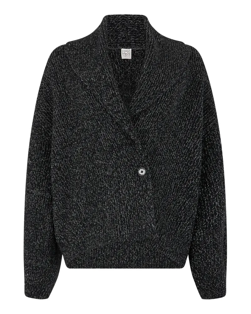 Totême Cardigan mit Schalkragen schwarz/weiß Schwarz