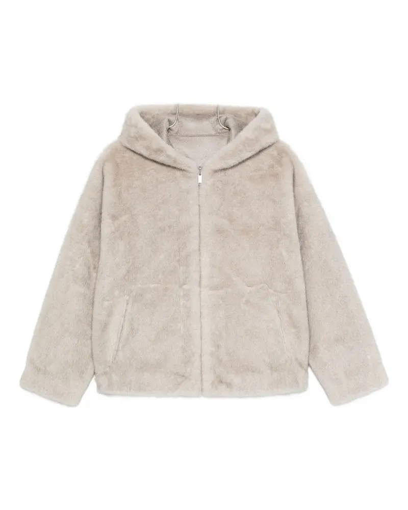 Arma Kapuzenjacke aus Faux Fur - Grau Grau