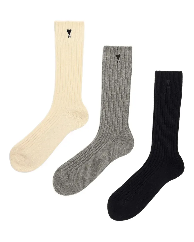 AMI Paris Ami De Coeur ribbed socks (pack of three) - Grau Grau