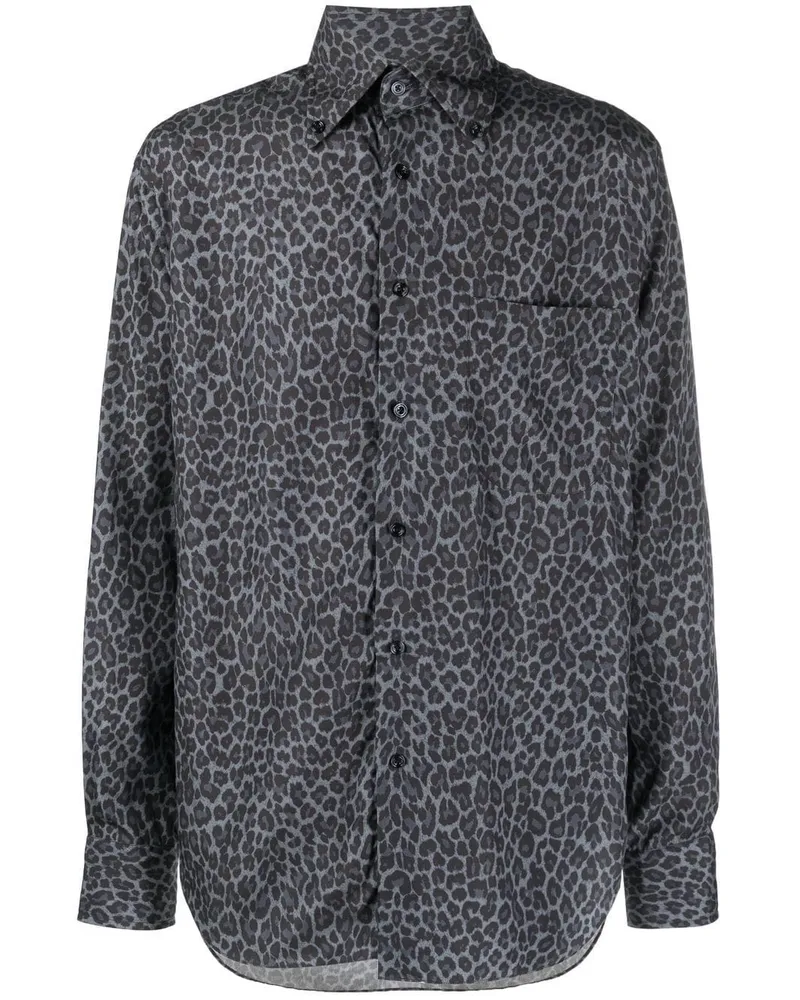 Tom Ford Hemd mit Leoparden-Print - Grau Grau