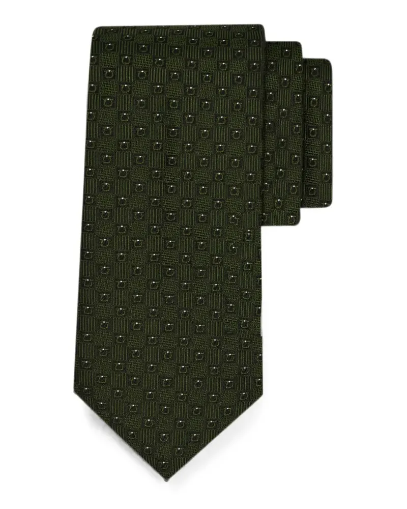 Ferragamo Seidenkrawatte mit Gancini-Jacquardmuster - Grün Grün