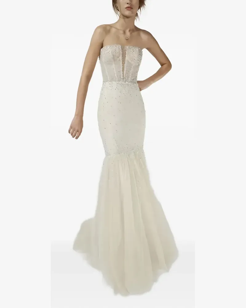 Vera Wang beaded strapless dress - Nude Nude