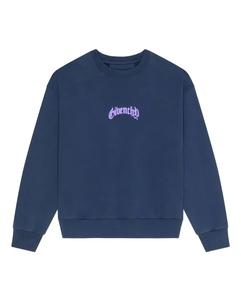 Givenchy Kastiges Sweatshirt aus Fleece mit reflektierendem Artwork - Blau Blau