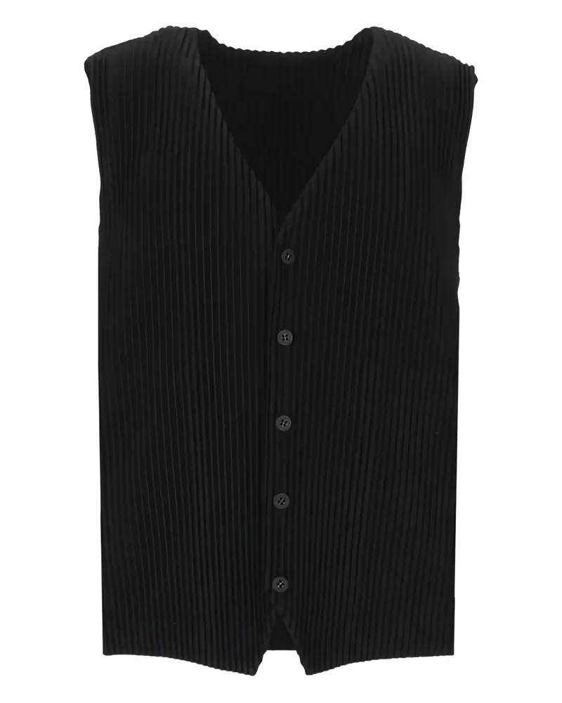 Issey Miyake Plissierte Weste mit Knopfverschluss - Schwarz Schwarz