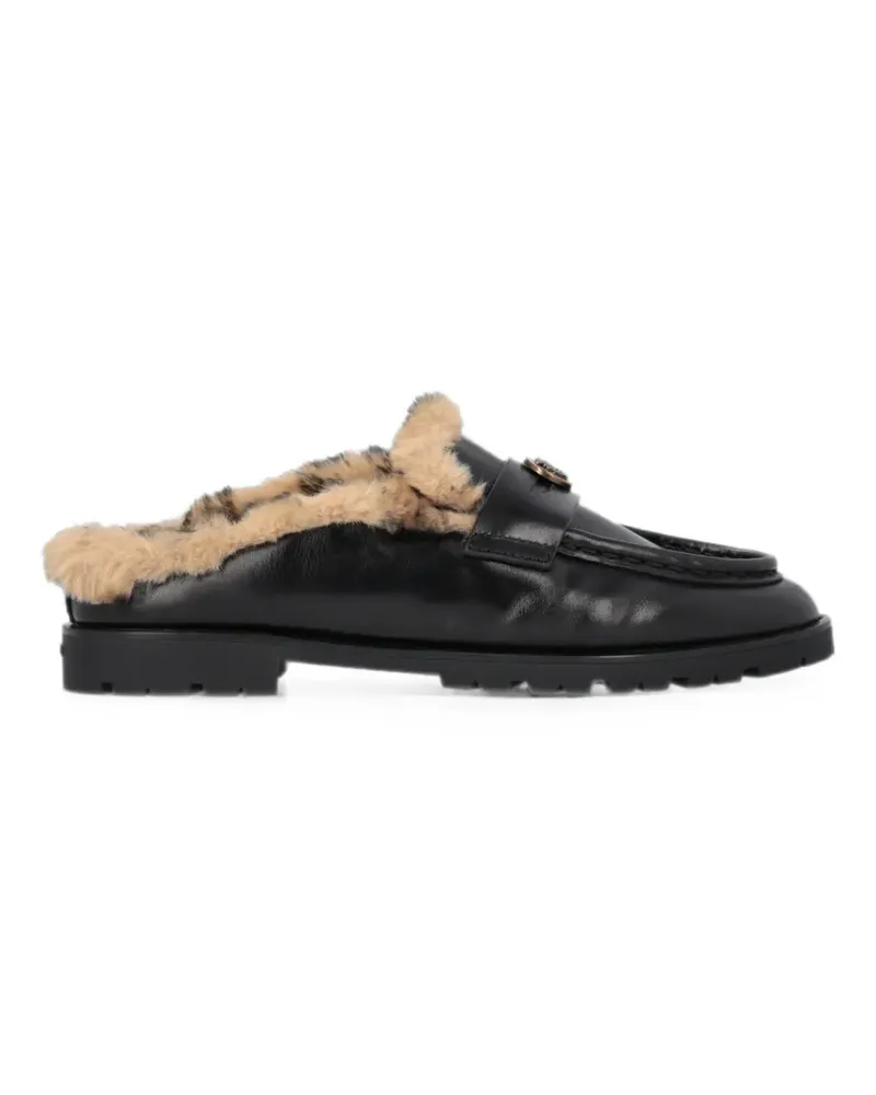 Pinko Mules mit Shearling-Futter - Schwarz Schwarz