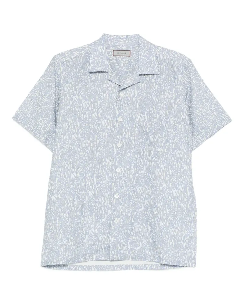 Canali Gemustertes Hemd mit Reverskragen - Blau Blau