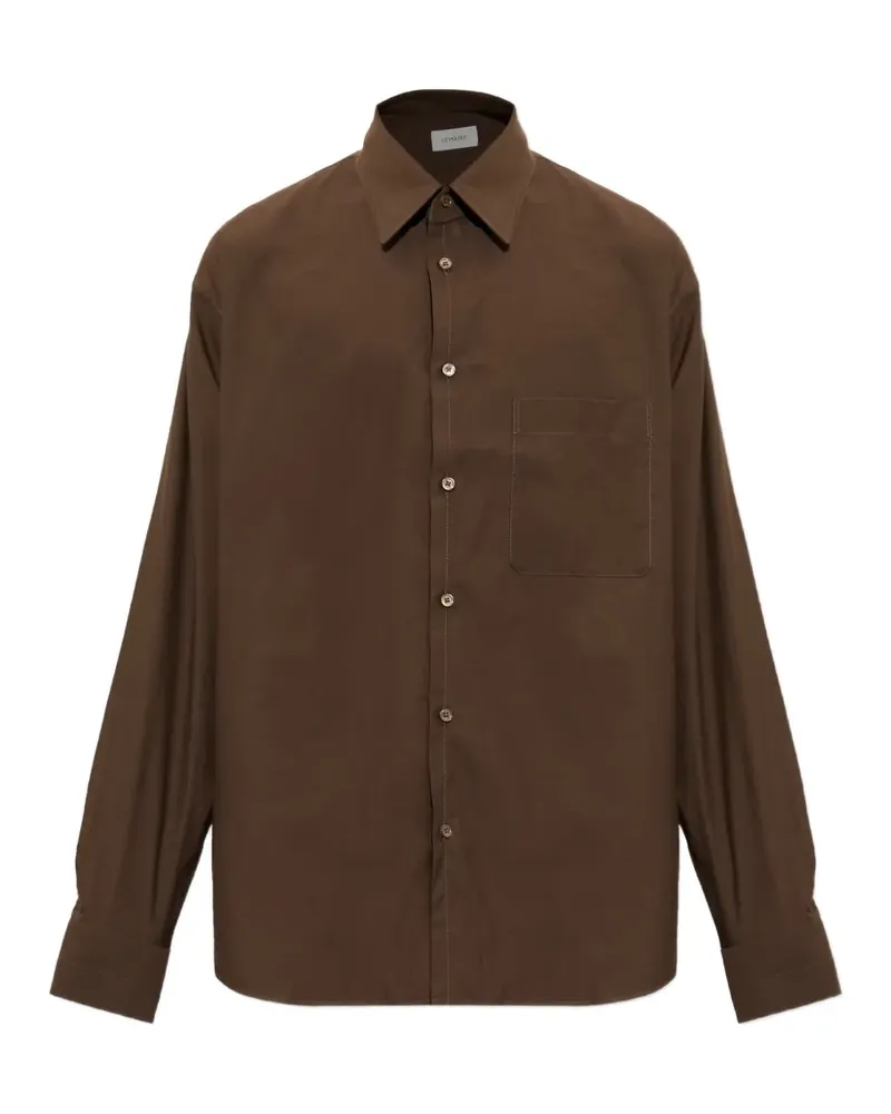 Christophe Lemaire regular shirt in washed cotton silk - Braun Braun