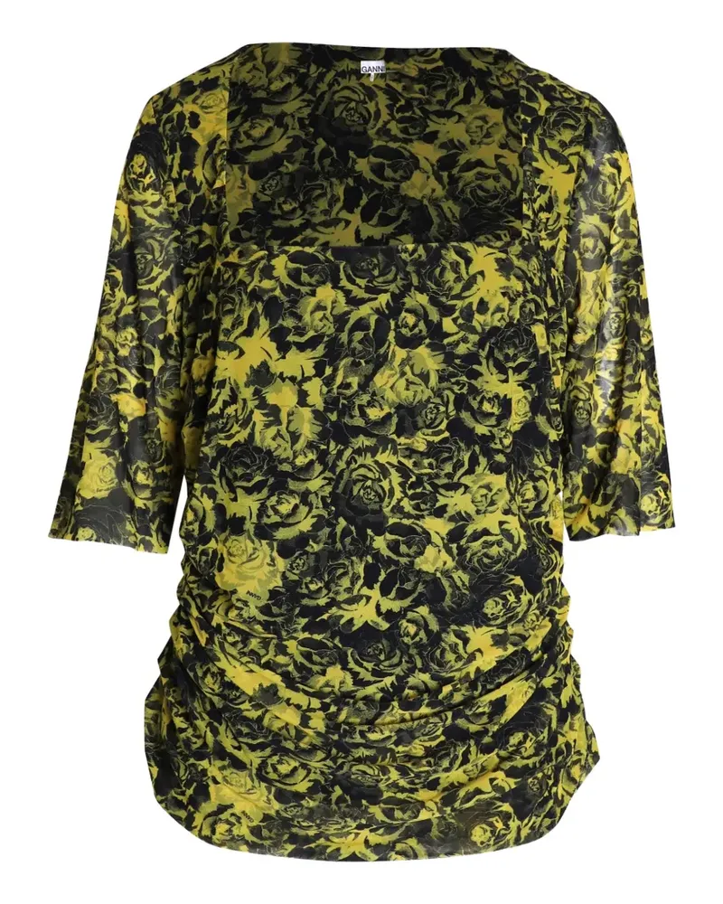 Ganni square-neck blouse - Gelb Gelb